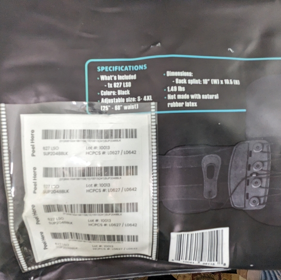 Coretech Lumbar Back Brace SUP2048BLK 627 LSO Hcpcs L0627 L0642 New Sealed - Picture 7 of 14